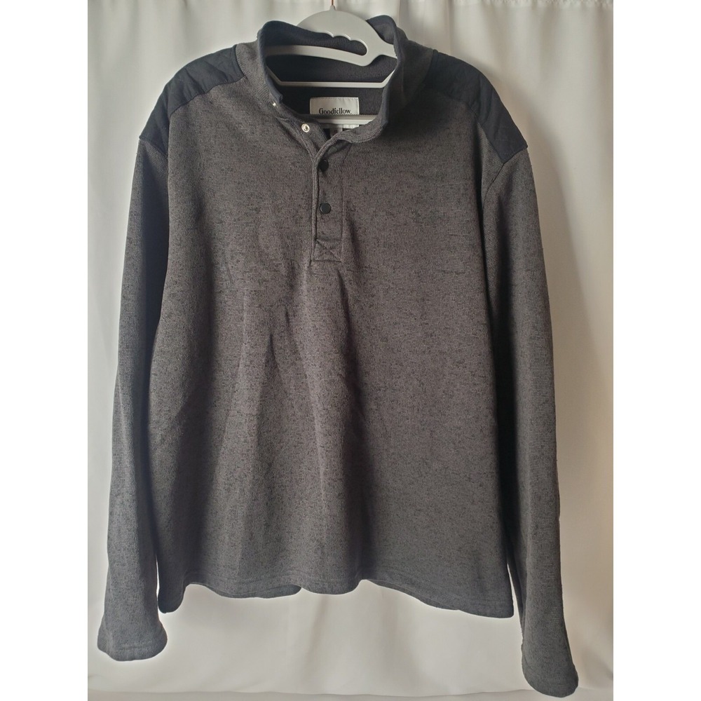 Goodfellow & Co Men's Size XL Sweater‎ Gray 1/4 Snap Button Pullover Long Sleeve